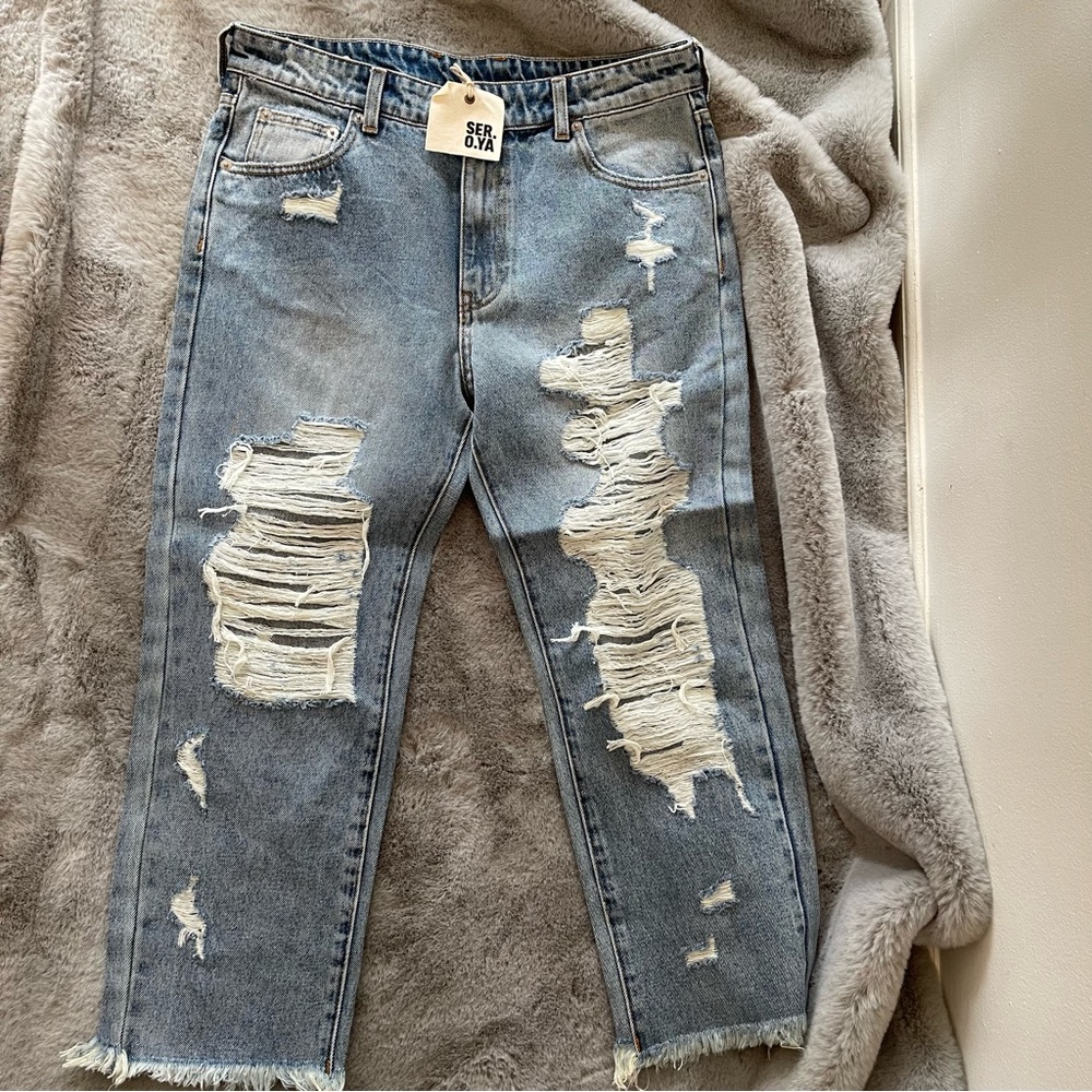NWT SER.O.YA Omar Drop Crotch Boyfriend jeans size 26/24 coastline - Picture 5 of 16